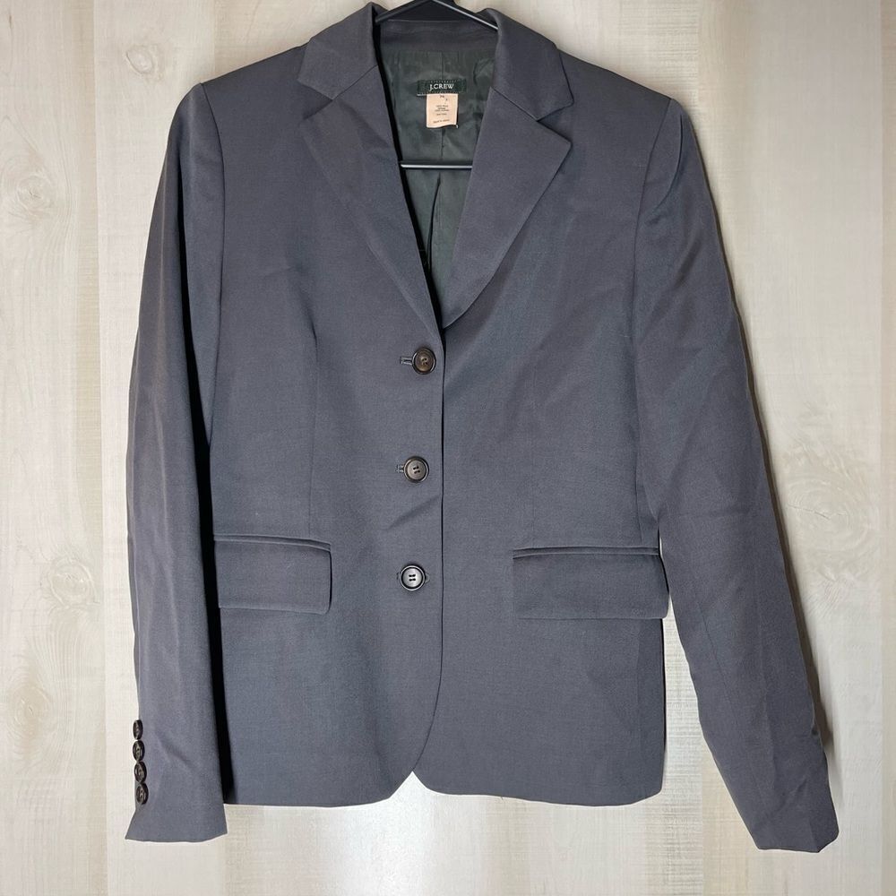 J. Crew gray 3 button wool lined blazer, size 4 petite - Picture 5 of 12